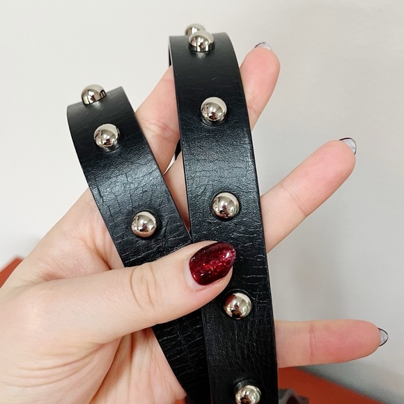 Rebecca Minkoff Black Genuine Leather Milan Dome Studded Belt Adjustable main image 9